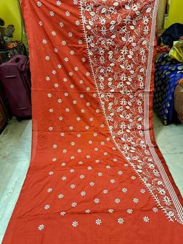 Kantha Embroidery Blended Bangalore Silk Saree