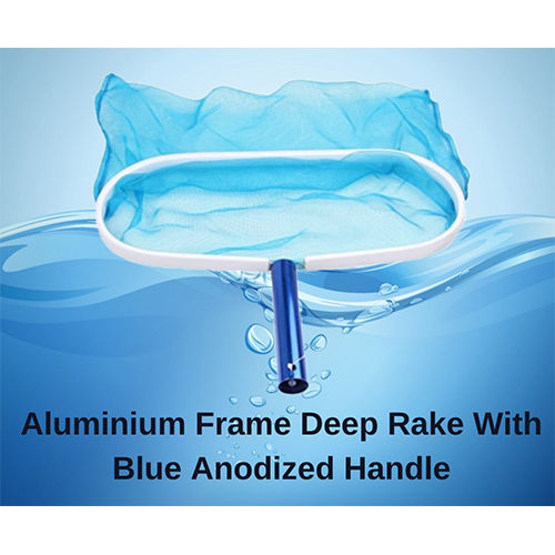 Aluminium Frame Deep Rake With Blue Anodized Handle - Application: Pool