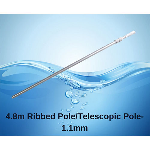 4.8m Ribbed Pole Telescopic Pole-1.1mm Thickness Blue Silver - Application: Pool