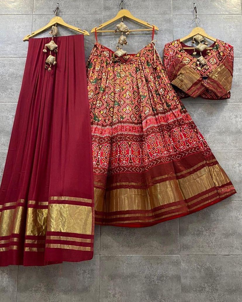 Beutique Styles Satin Zari Designer Printed Lehenga Choli With Dupatta