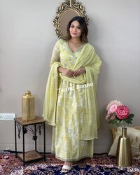 party wear kurti pant dupatta set