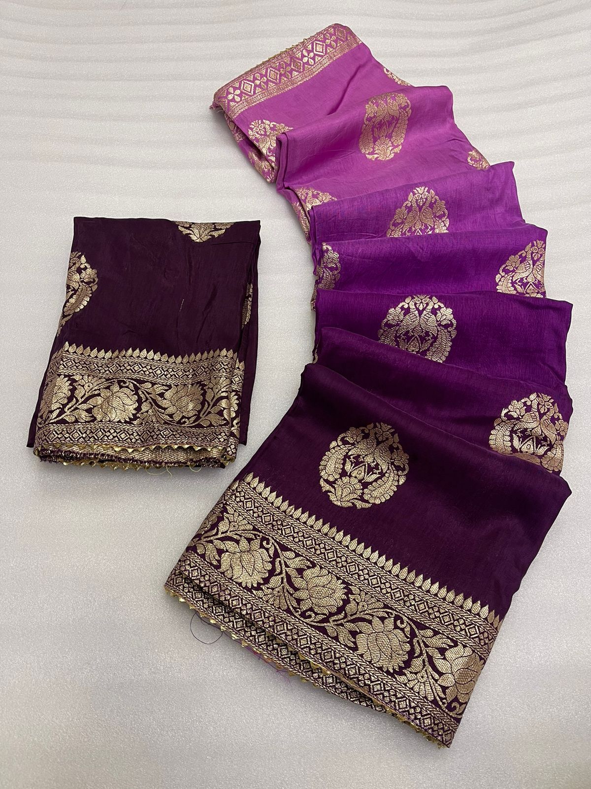 Pure Viscose Russian Silk Saree With Finest Zari Weaving in Full Saree