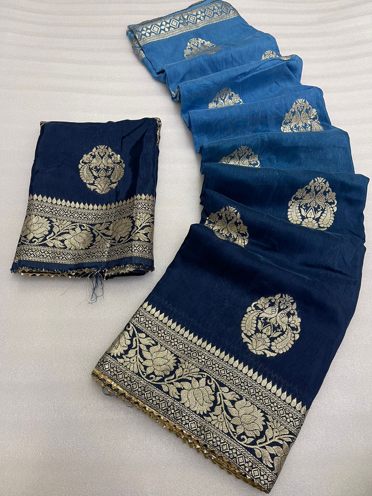 Pure Viscose Russian Silk Saree With Finest Zari Weaving in Full Saree