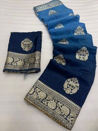 Pure Viscose Russian Silk Saree With Finest Zari Weaving in Full Saree