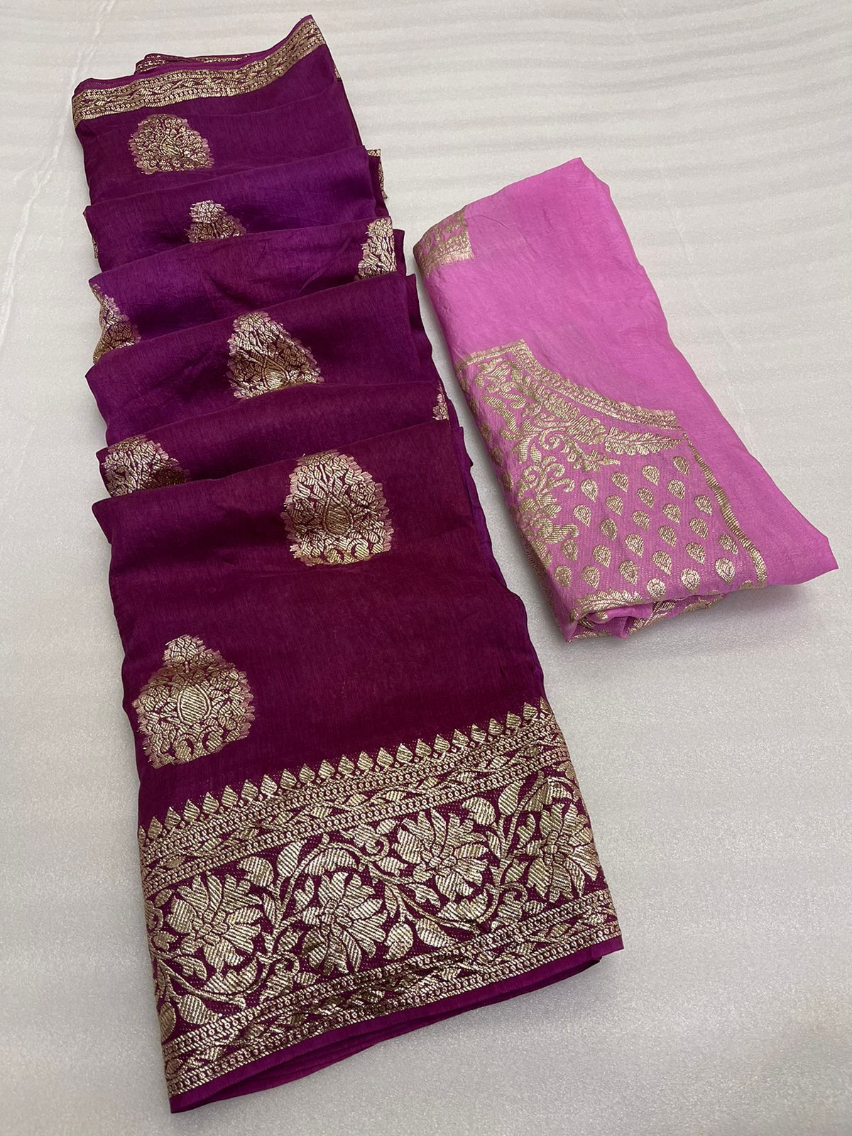 Pure Viscose Russian Silk Saree With Finest Zari Weaving in Full Saree