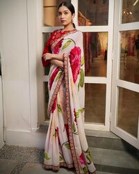 Beautiful Soft Georgatte Saree With Digital Print