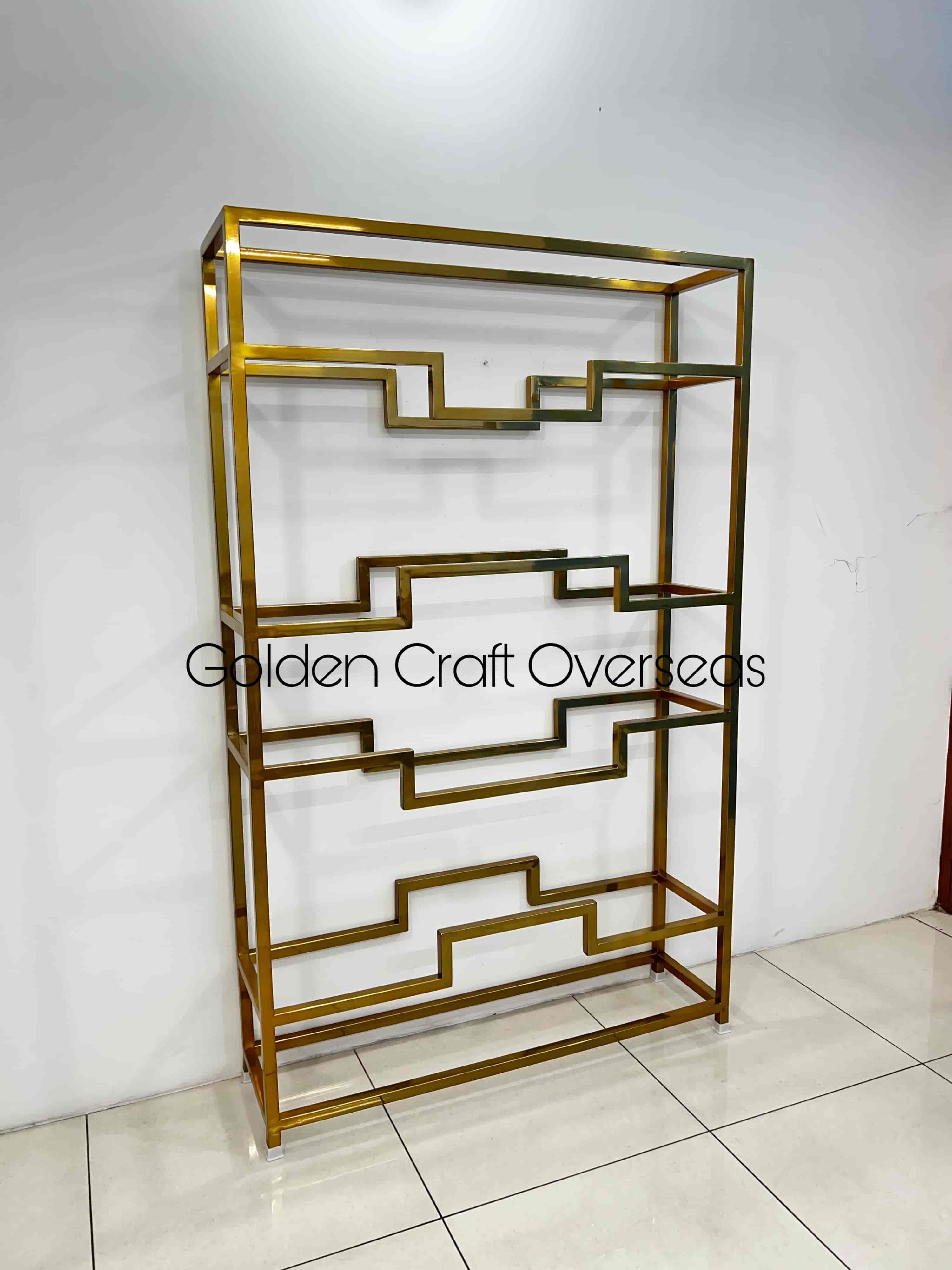 GCO Stainless Steel Rack in Mirror Gold finish for showrooms and other use