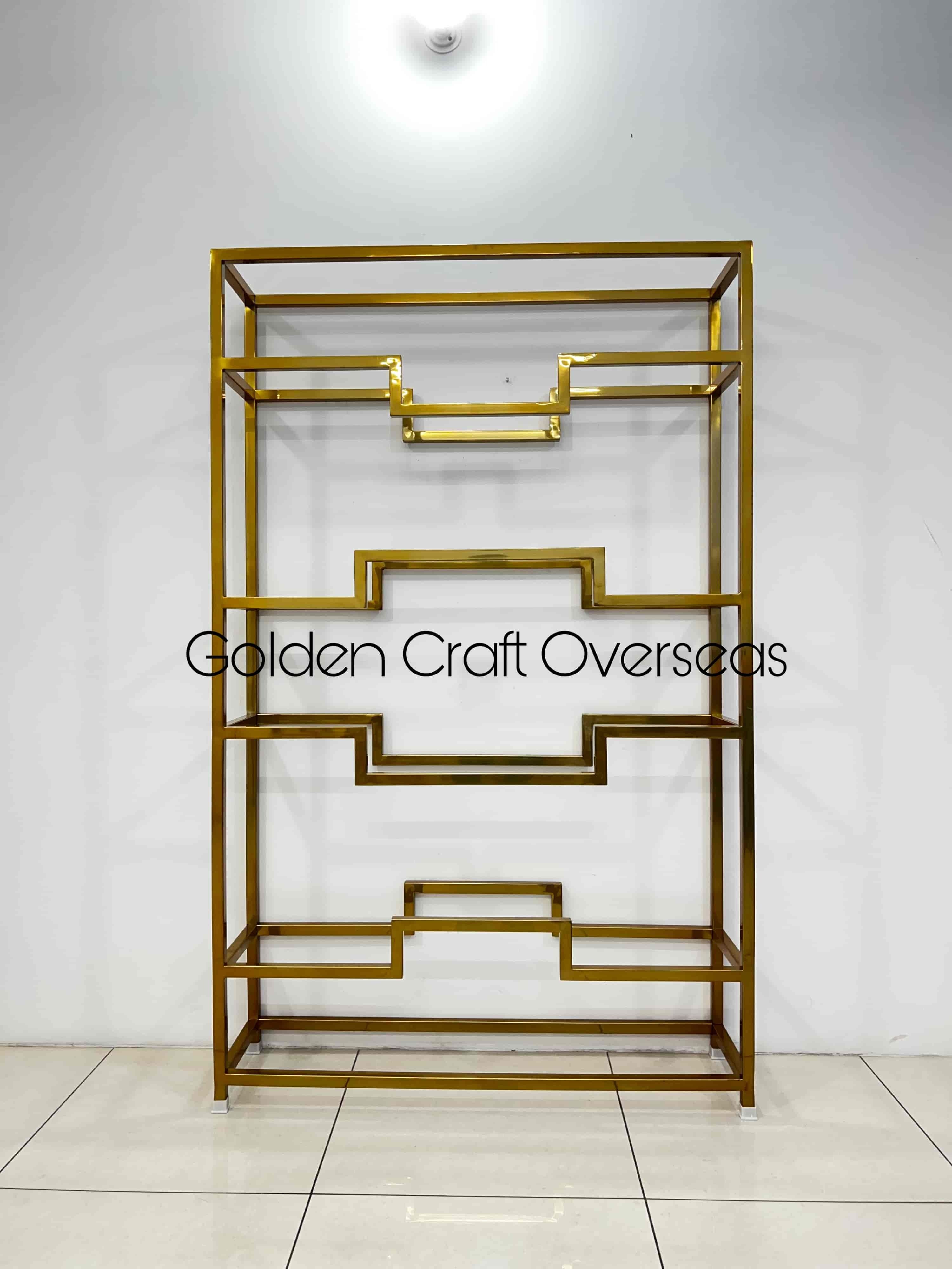 GCO Stainless Steel Rack in Mirror Gold finish for showrooms and other use