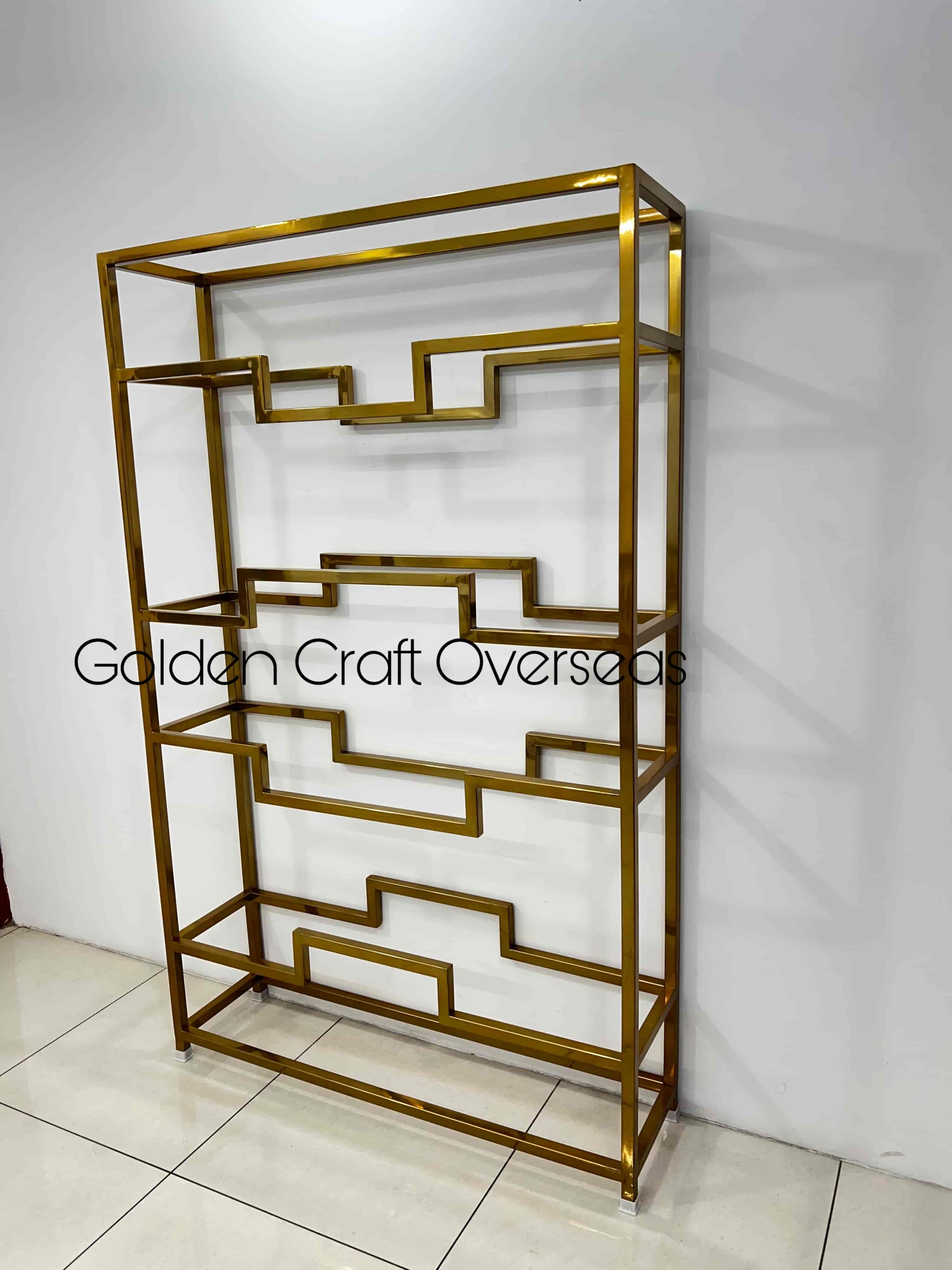 GCO Stainless Steel Rack in Mirror Gold finish for showrooms and other use