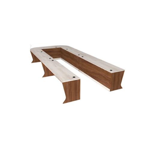 U Shaped Wooden Polished Conference Table Without Popup Box