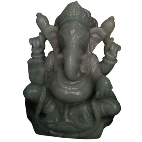 Indian White Aventurine Gemstone Ganesha Statue