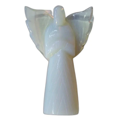 White Opalite Gemstone Angel - 3x2.1inch Model, White Color | Antique Imitation Style, Perfect for Elegant Home Decoration