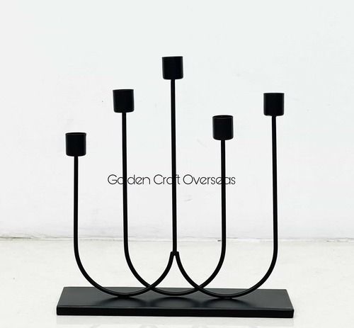 Matte Black five arm Candle holder