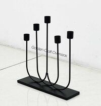 Matte Black Candle holder with five arms iron made for lighting decorations
