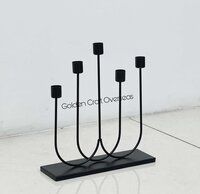 Matte Black Candle holder with five arms iron made for lighting decorations