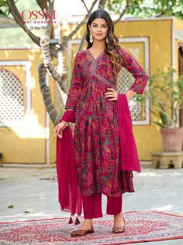 Premium Chanderi Foil Print Aliya Cut Kurtis