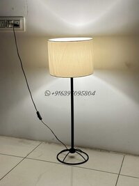 Table Lamp Iron Made With White Fabric Shade For Interior Lightings - Color: Black