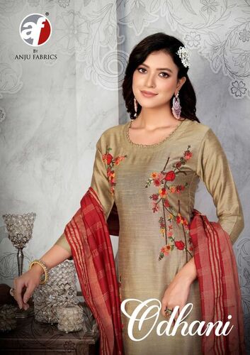 Designer Silk Kurtis with Knot Work By Anju Fabrics
