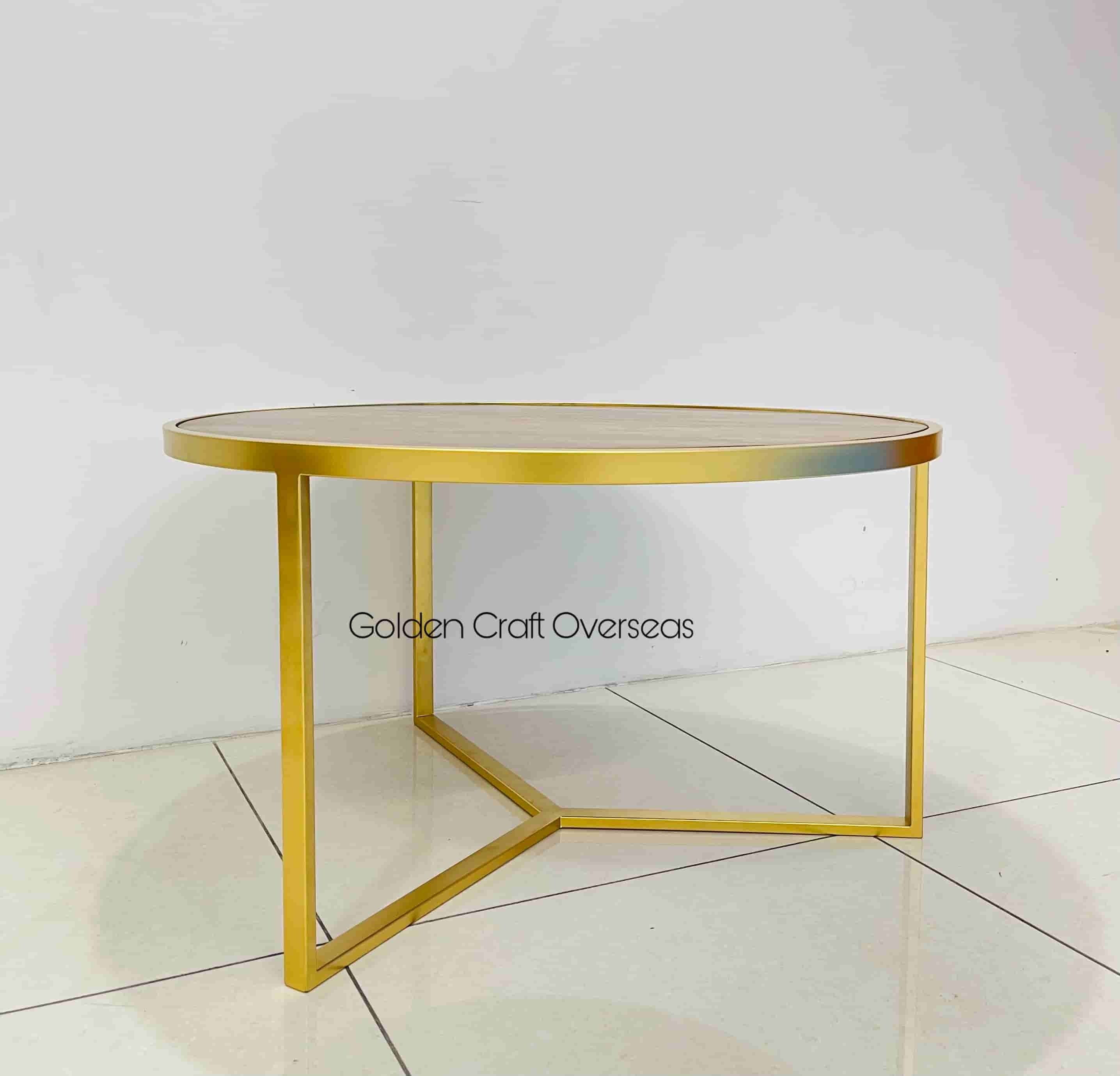 SS Center Table with Wooden Top 