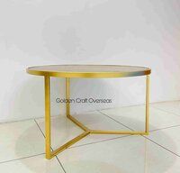 Stainless Steel coffee table with wooden top gold glossy finish for interiors