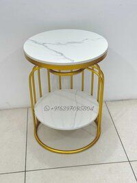 Modern Contemporary Side Table with two levels for interior decorations composite marble top