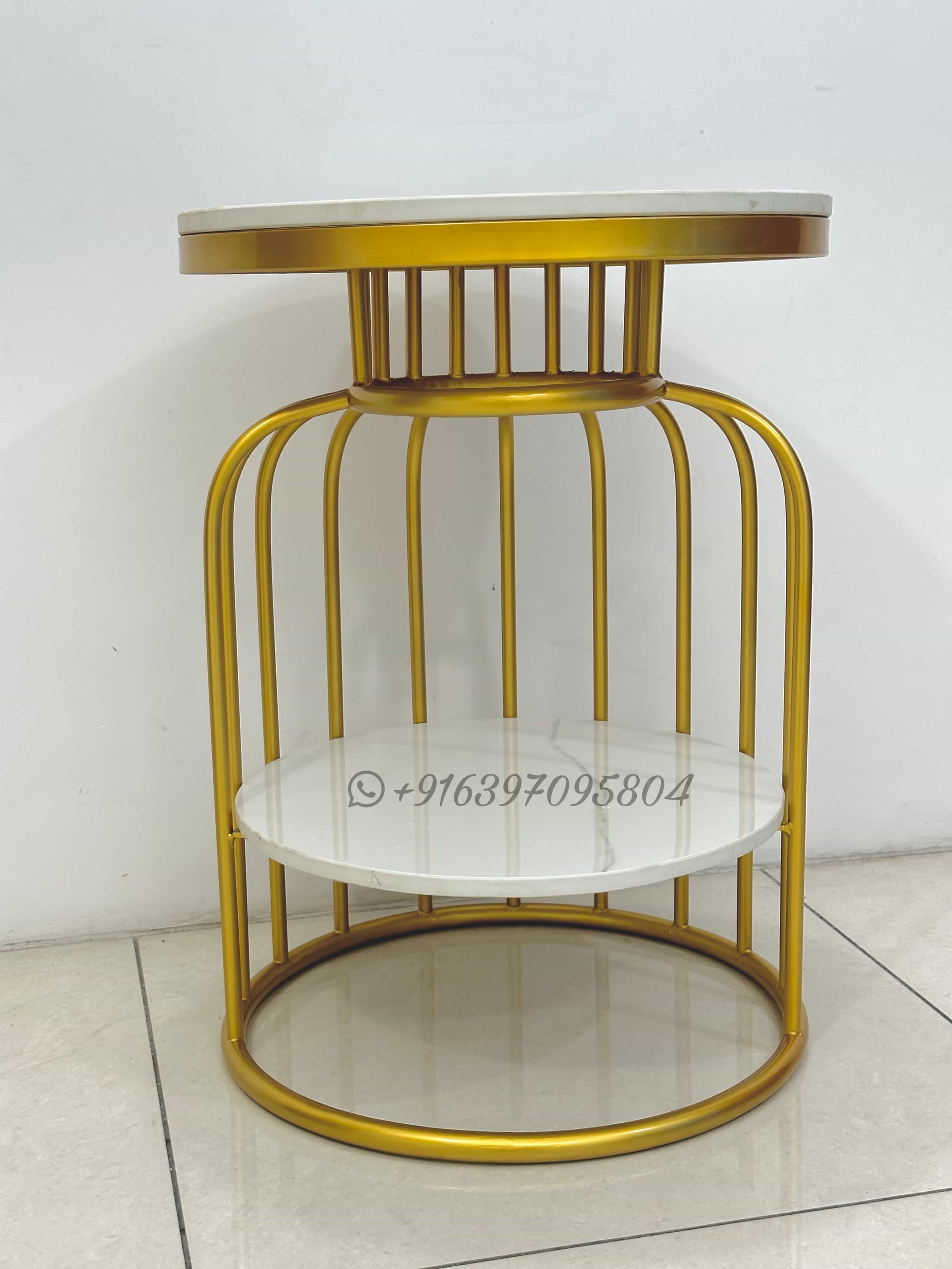 Modern Contemporary Side Table with two levels for interior decorations composite marble top
