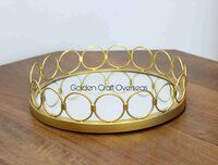 Modern hamper mirror trays in iron with golden powder coated finish for giftings