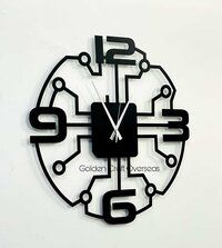 Modern laser cutting Wall clock in iron with matte black powder coated finish for interiors
