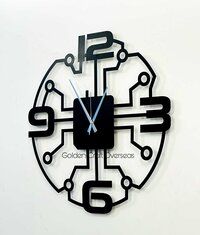 Modern laser cutting Wall clock in iron with matte black powder coated finish for interiors