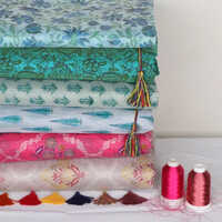 Hand Block Printed Silk Chanderi Fabric - 50% Cotton & 50% Silk, 100 Gsm, Daily Fabric Production Capacity 1000 Meter, Washable, Available In Various Colors