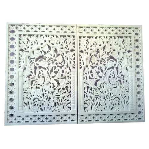 White Marble Carved Jali Size: Customized