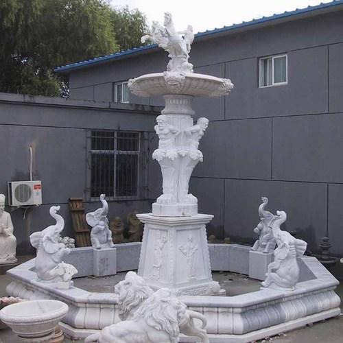 Marble Statue Fountain - Customized Size White Marble & Stone Material Antique Imitation Style with LED Lighting for Outdoor Garden Use