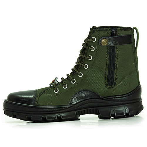 Olive Green Zip Light Weight  Safety Shoes - Outsole Material: Pvc