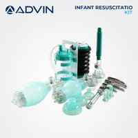 Infant Silicone Manual Resuscitator - Autoclavable, 360 Rotatable Patient Connector, Silicone Face Mask & Airways, Advanced Non-rebreathing Valve System | Includes Laryngoscope, Foot Suction & Kit Bag