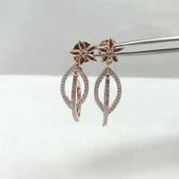 Hanging Diamond Earring - Rose Gold, 1 Inch, Polished Finish | Pave Setting, Post Closure For Evening Wear And Special Occasions