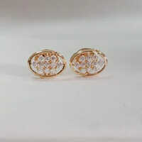 Beaded Diamond Earring - Gold-plated, 10x15 Mm | Polished Finish, Post-back Clasp, Cubic Zirconia Stone, Ideal For Formal Events And Daily Wear