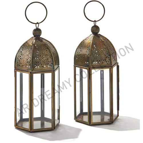 AR232 MOROCCON GLASS CANDLE LANTERN