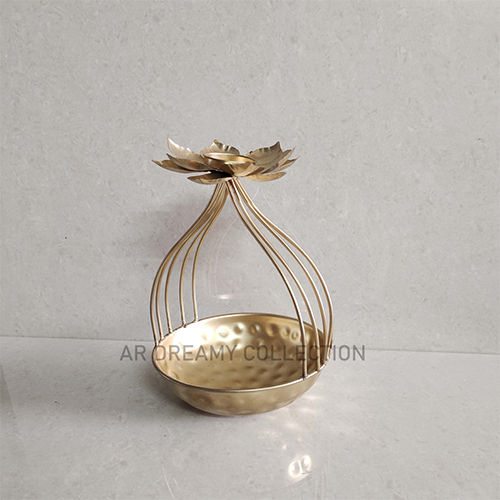 Ar213 Metal Lotus Urli For Diwali Decoration