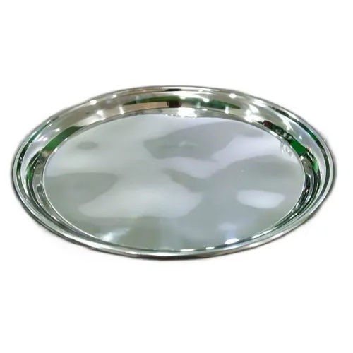 Stainless Steel Round Dinner Plate - Color: Sliver