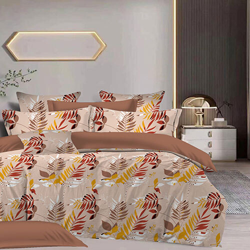 Beige With Red Petals Design Bed Sheet