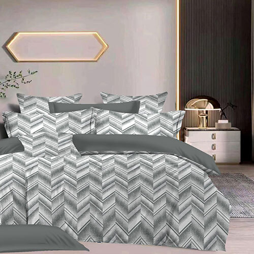 Blue And Grey Stripe Design Bed Sheet