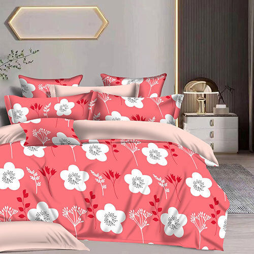 Different Available Flower On Pink Design Bed Sheet