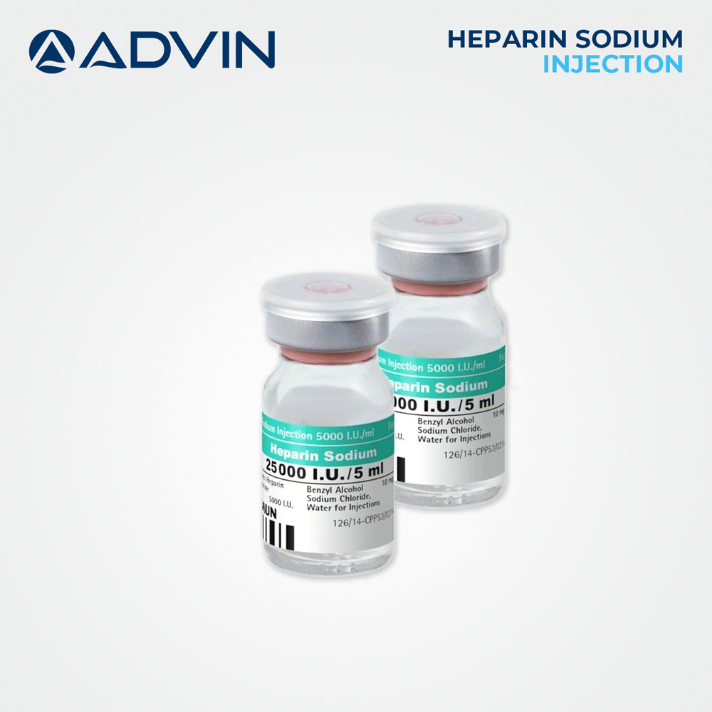Heparin Sodium Injection - 5000 IU & 25000 IU Vial | Sterile Anticoagulant, For Intravenous/Deep Subcutaneous Use, Manual Operation