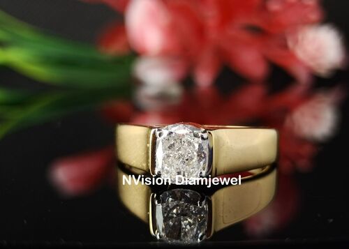 Yellow Gold Lab Grown Diamond Solitaire Unisex Ring
