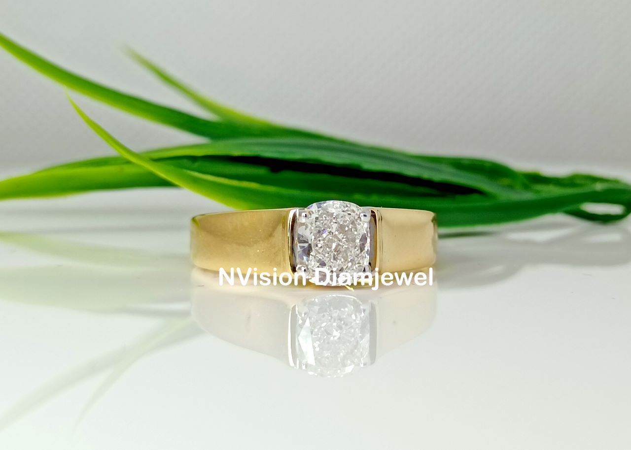 Yellow Gold Lab Grown Diamond Solitaire Unisex Ring