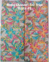 Modal Chanderi Foil Fabric - 44 Inch Width, All Colors Available | Ideal For Kurta And Dress Designs, Beautifully Printed Texture