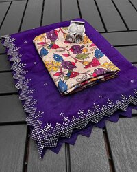 Designer Saree  With Silver Jhumka Earnings