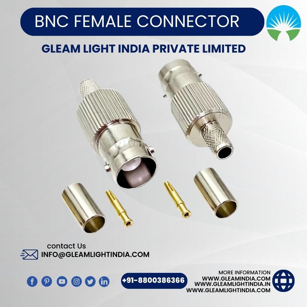 BNC Female Connector - Brass Material, Medium Size, 50/75 Ohm Impedance | Weatherproof Design, Quick Bayonet Locking Mechanism