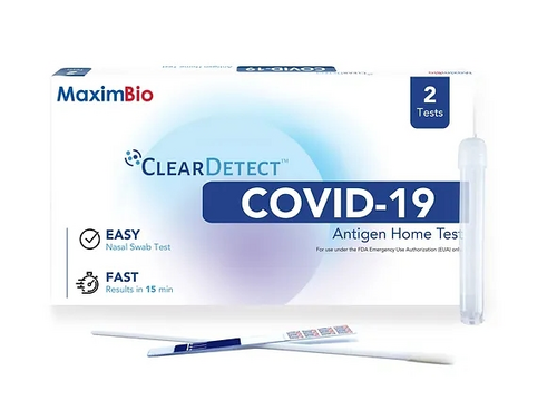 MaximBio ClearDetect COVID 19 Antigen Home Test 2 Test Pack