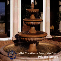 3 Tier Water Fountain - Brown, 3x3 Ft, 70 Kg | Three-tier Design With Cascading Water, Ideal For Outdoor Garden Decoration, 12v Power Source